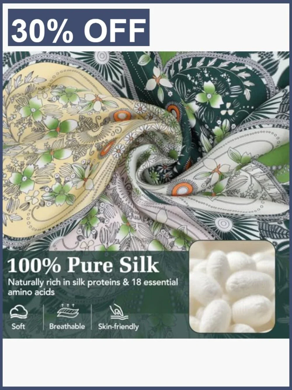 100% Mulberry Silk Square Scarf for Women 21x21 inch Lightweight Neck Scarf